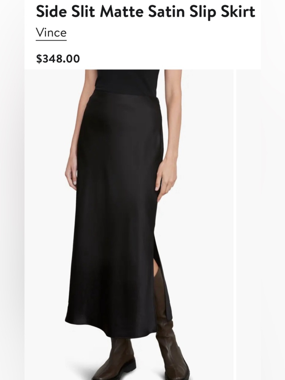 LIKE NEW Vince Side Slit Slip Skirt in black